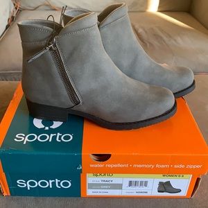 Sporto Tracy Grey Water Repellent Ankle Boots, Grey, Size 6, NIB